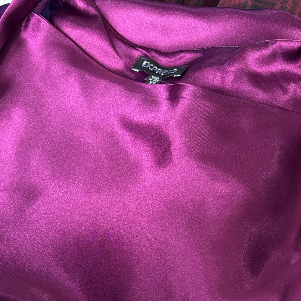 Express Purple Satin Dress, washed never worn - Picture 3 of 7